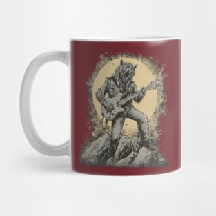 Angry wolf playing guitar Mug